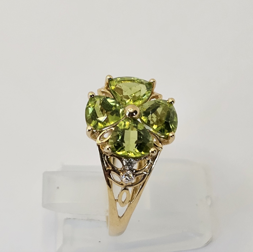 Michelle Albala Peridot & Diamond Ring 14K Yellow Gold Size 8! - Picture 6 of 7
